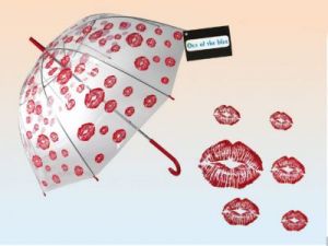 Parasol przezroczysty z całusami - duża otwierana ręcznie parasolka